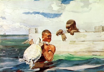  Marinemaler Malerei - The Turtle Pond Realismus Marinemaler Winslow Homer